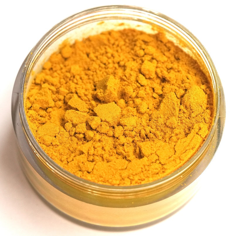 Pure Kasturi Haldi powder jar by Pure by Jajee, a non-staining wild turmeric for natural skin brightening and tan removal.