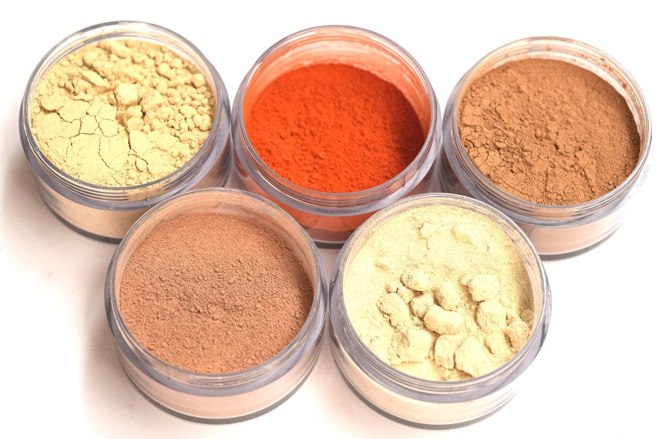 Pure by Jajee Women's Wellness Kit featuring 5 jars of raw Ayurvedic powders: Shatavari, Ashoka, Lodhra, Arjun Chal, and Shunti for natural hormonal balance and cycle regularity.